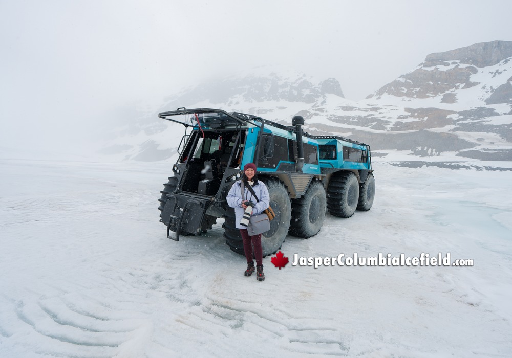 Outside Athabasca Glacier on Ice Odyssey Fat Truck